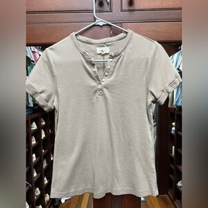 Thread & Supply Taupe Short Sleeve Henley Top Medium